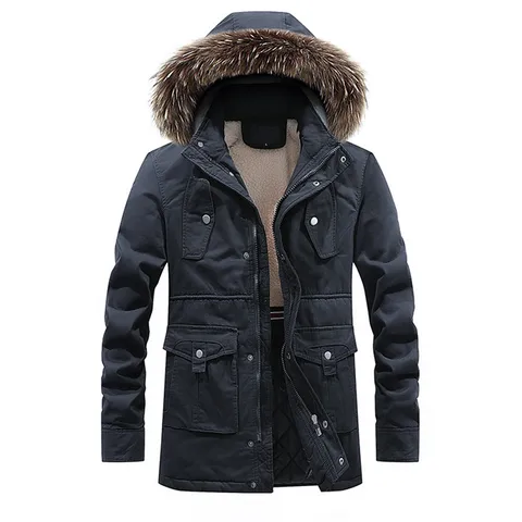 DAVYDAISY зимняя куртка мужская теплая куртка со съемным капюшоном меховой воротник флисовые парки повседневные пальто для мужчин высокого качества куртки в стиле "Милитари" DCT-248