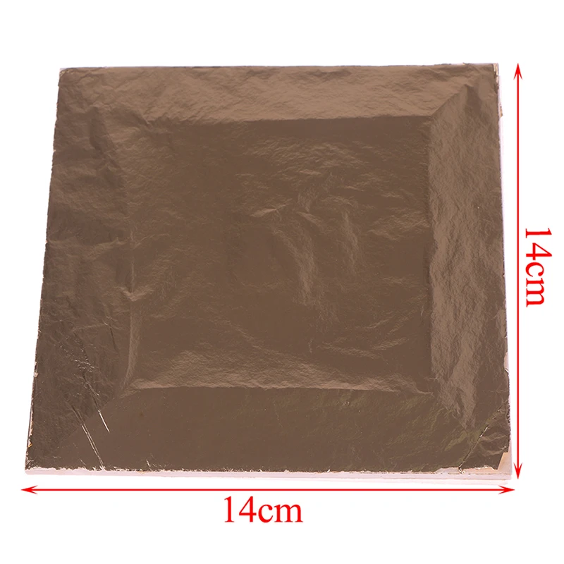 Gold 100 шт 14x14 см крафт-бумага для творчества имитация золотого, серебряного, медного листа лист листы фольги бумага для золочения DIY ремесло украшения - Цвет: Gold