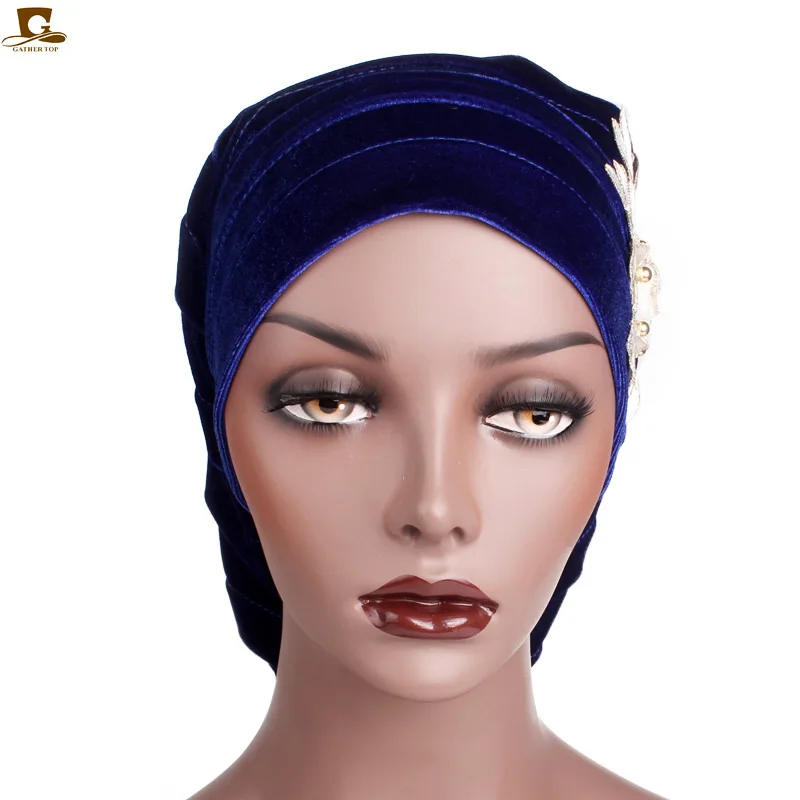 Новый бархатный плиссированный Эластичный Тюрбан дредлок Чепчик для сна