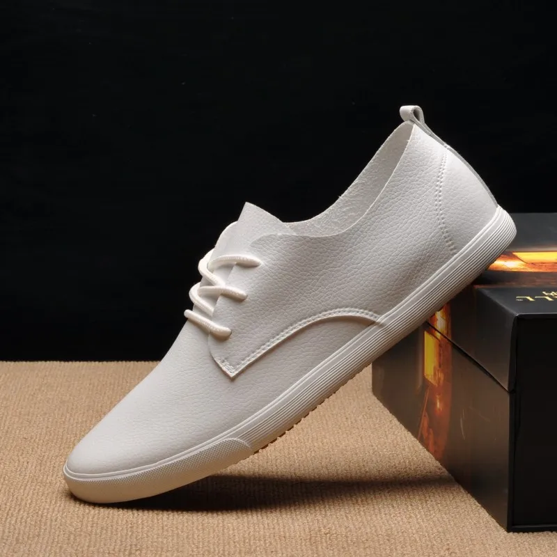 New Summer Men Shoes White Sneakers Soft Light Weight Casual Flats Zapatos Hombre Fashion Black Pu Leather | Обувь