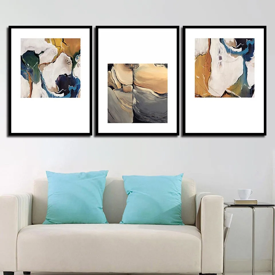 Wall Art минимализм Стиль Nordic плакат Абстрактная живопись Цвет воды Холст Картина