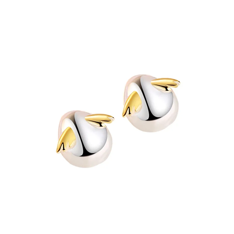 LEKOFO Fashion Jewelry Angel Egg Earrings Korean Cute Mini Small 925 Sterling Silver Stud For W | Украшения и аксессуары
