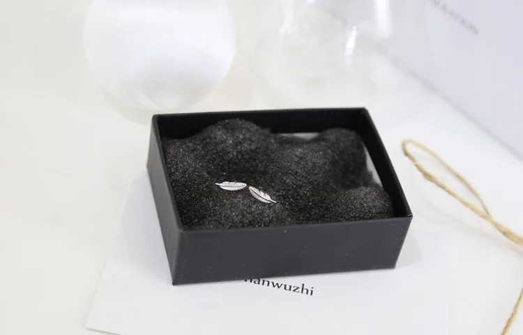 Серьги гвоздики из настоящего серебра 925 пробы с перьями для женщин и девочек