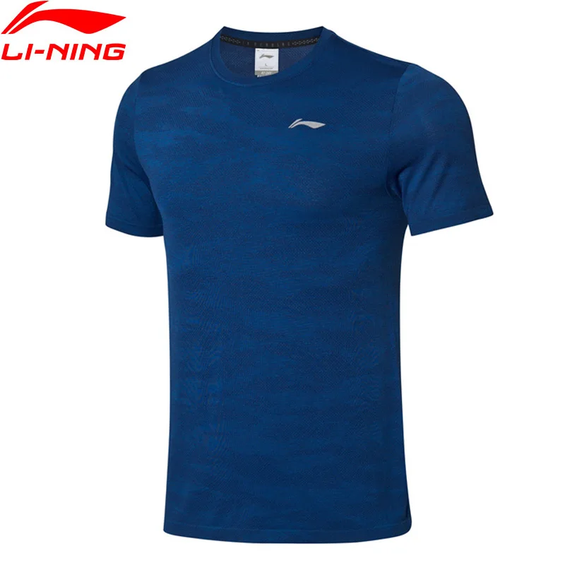 Li-Ning Мужская Беговая серия AT DRY футболка, дышащая, Стандартная посадка, 61% нейлон, 39% полиэстер, подкладка, Спортивная футболка ATSP135 MTS3072