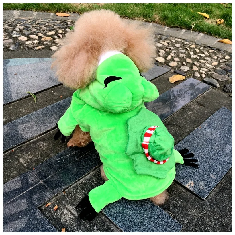 Вечерние наряды для собак на Хэллоуин Frog зимняя теплая флисовая куртка питомца