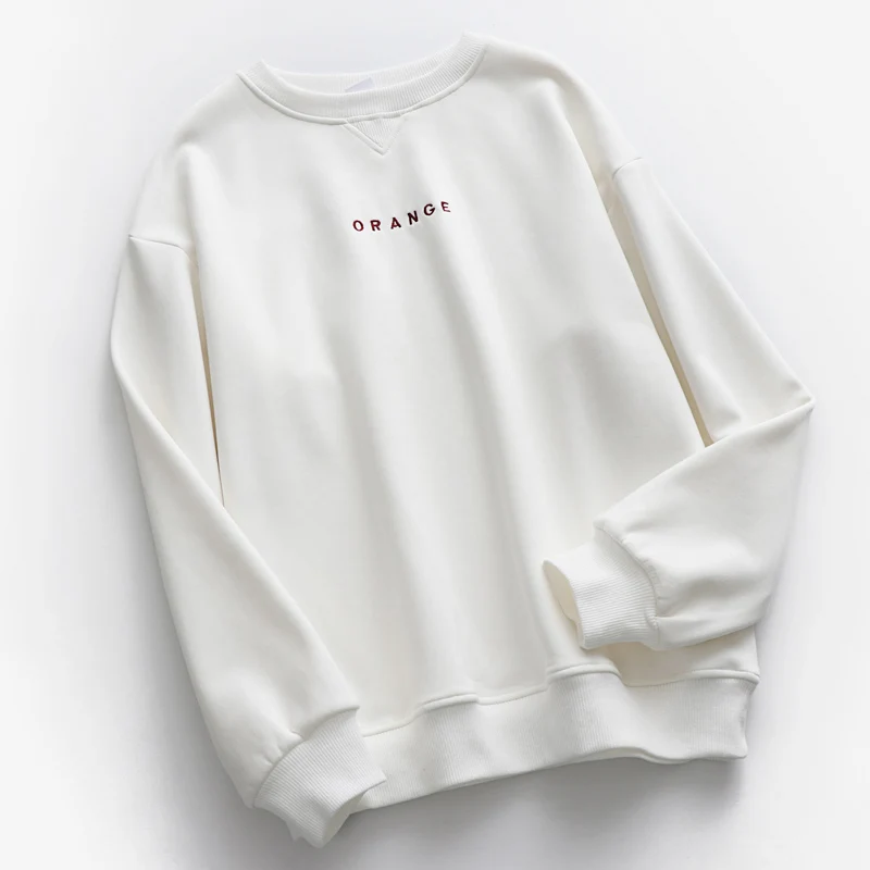 Ordifree Autumn Winter Women Hoodies and Sweatshirt Warm Fleece Letter Print Casual Sweatshirt Pullover