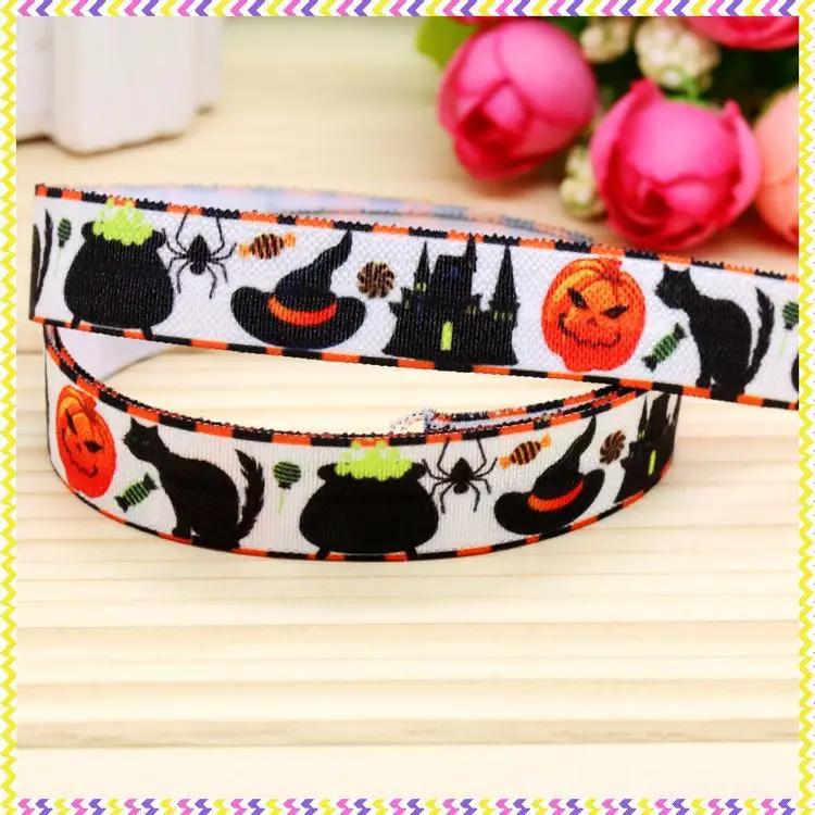 

5/8 inch Free shipping Elastic FOE halloween printed headband headwear diy hair band wholesale OEM H4295