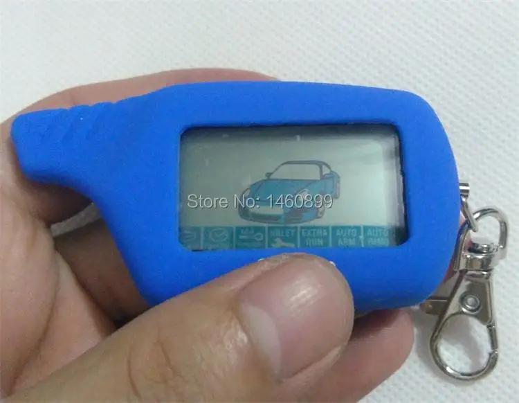 B9 2-way lcd пульт дистанционного управления цепь для ключей брелок цепь+ синий силиконовый чехол для ключа для двухсторонней автомобильной сигнализации Starline B9