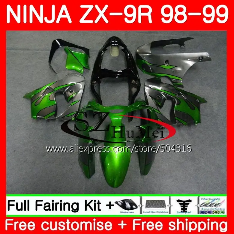 

Корпус для KAWASAKI NINJA ZX900 ZX-9R 98-99 ZX 900 ZX9 R Green flames 20SH15 900CC ZX 9 R ZX9R 98 99 ZX 9R 1998 1999 Fairings kit