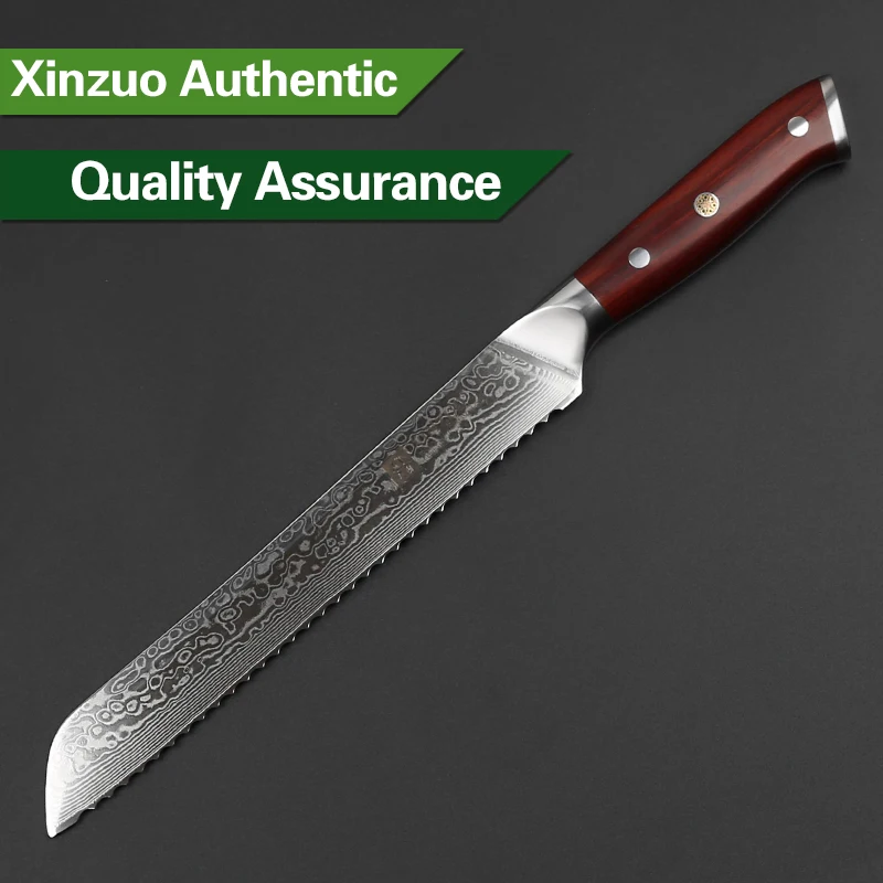 XINZUO 9 &quotдюймов нож для хлеба Дамасская сталь бритвы острое лезвие 62 HRC кухонные