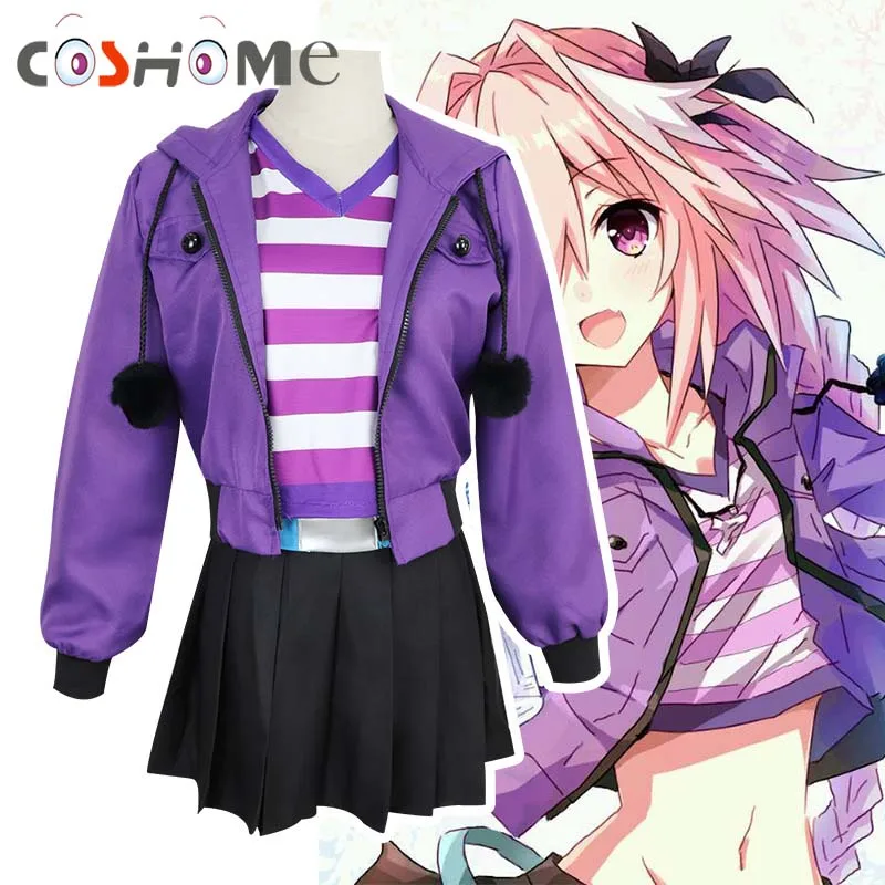 Coshome Fate Apocrypha Astolfo костюмы для косплея розовый парик женская фиолетовая куртка