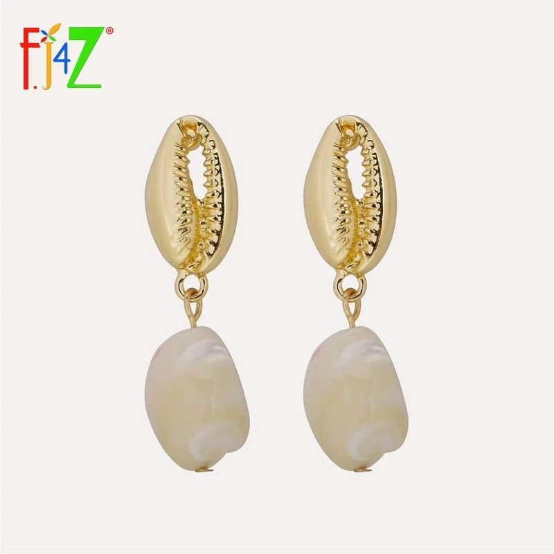 

F.J4Z New arrival Fashion Design party show Earrings nature shell pendant Dangle Earrings For Women jewelries accessories