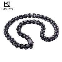 kalen punk 5070cm long skull necklaces men stainless steel brushed polished gold charm link chains choker male gothic jewelry