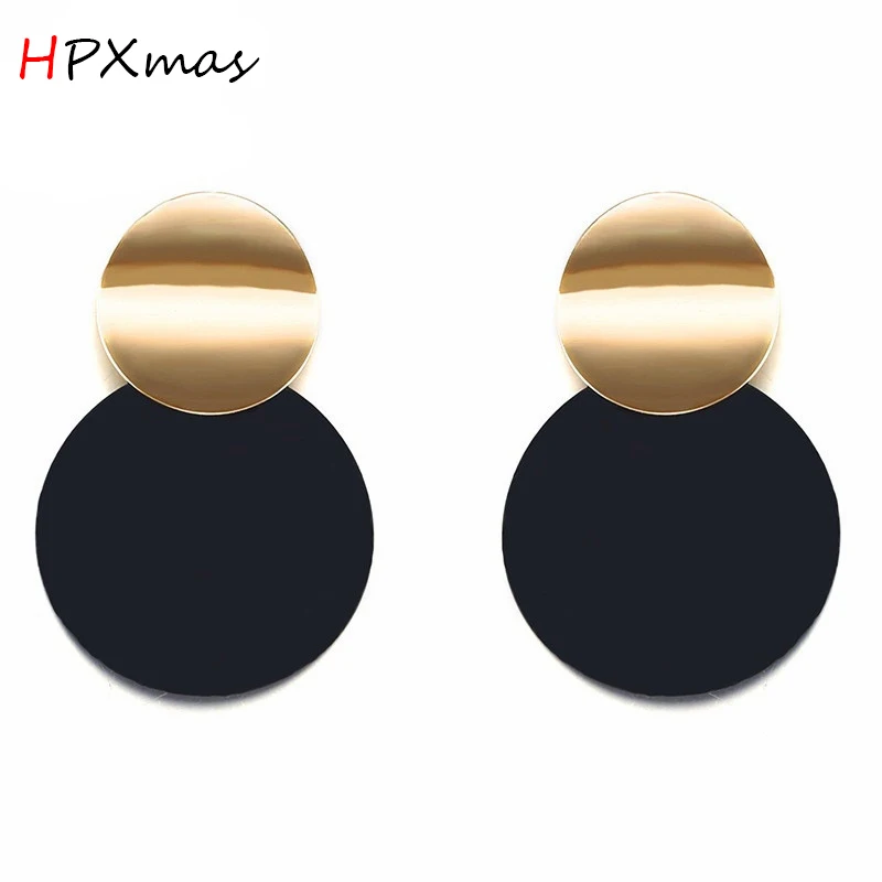 Женские Геометрические серьги HPXmas черные и золотые большие для вечеринок