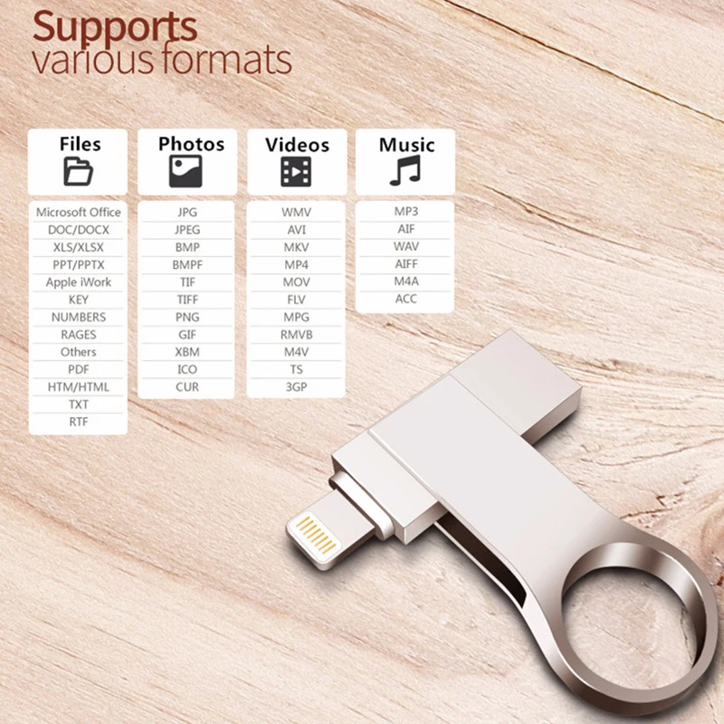 USB флэш-накопитель для iPhone X/8/7/7 Plus/6 Plus/6s/5/SE/ipad портативный флэш-накопитель HD флеш-накопитель 8 Гб оперативной памяти, 16 Гб встроенной памяти, 32 ГБ, 64 ГБ, 128 ГБ флэш-накопитель usb 2,0