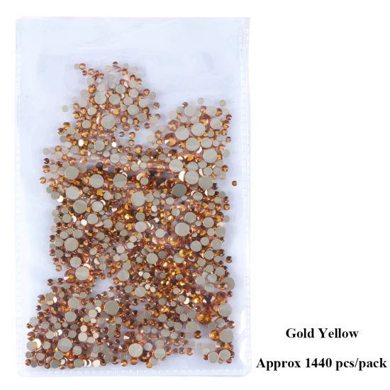 Gold Yellow 1440 шт смешанных размеров Стразы для ногтей для маникюра с плоской задней стороной Алмазная форма Кристальные блестящие камни для дизайна ногтей украшения Драгоценные камни TR1015 - Цвет: Gold Yellow