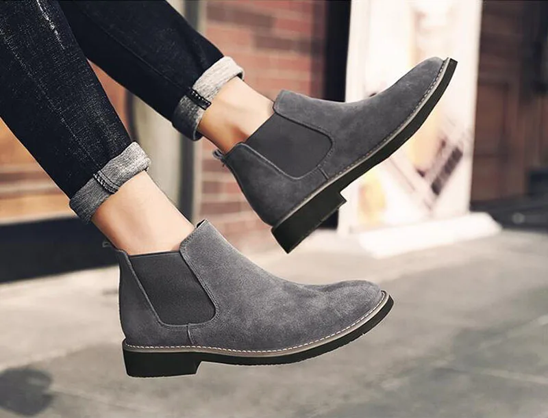 

2019NEW Men Chelsea Boots Ankle Boots Fashion Men's Male Brand Leather Quality Slip Ons Motorcycle Man Warm