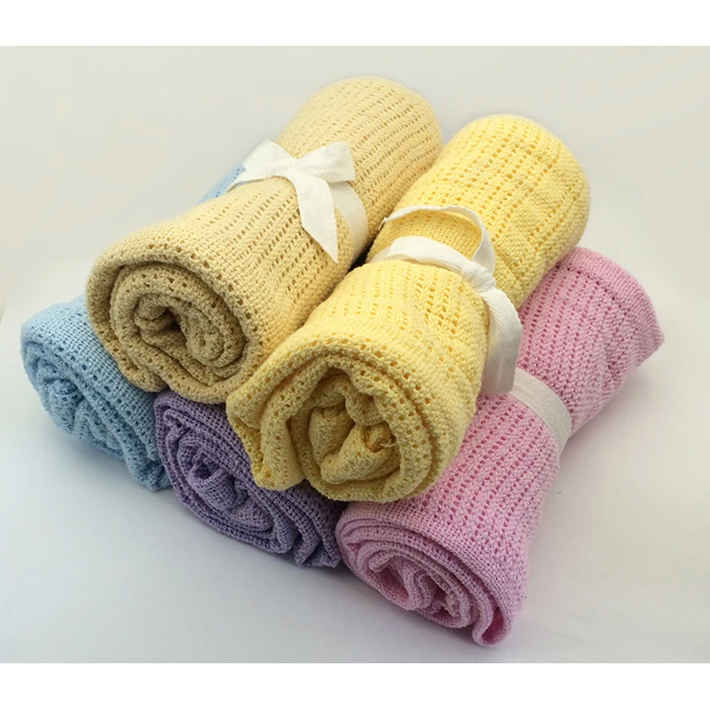 Вязаные шерстяные хлопковые детские одеяла для пеленки новорожденного детское