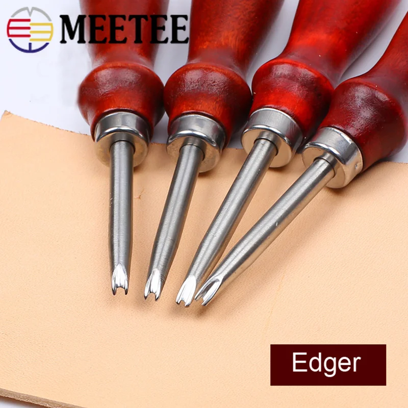 MeeTee Edger hand sewing DIY hand-carved leather tool round cattle skiving beveling leathercraft wooden handle trimmer | Дом и сад