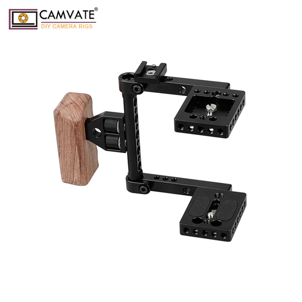 CAMVATE Камера клетка Риг с деревянной Левая рукоятка и башмак 1/4 &quot 20 3/8&quot 16 точки