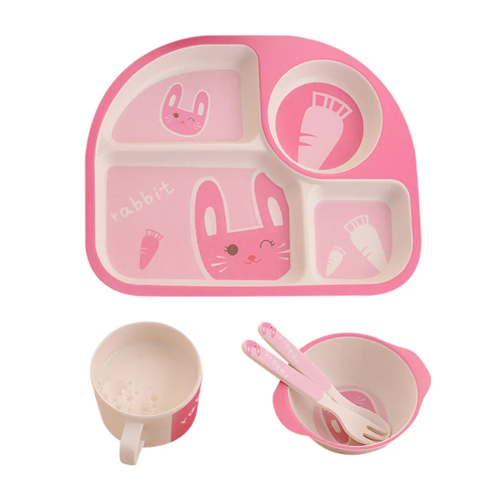 5 шт./компл. детские блюда с героями мультфильмов посуда набор посуды бамбуковое