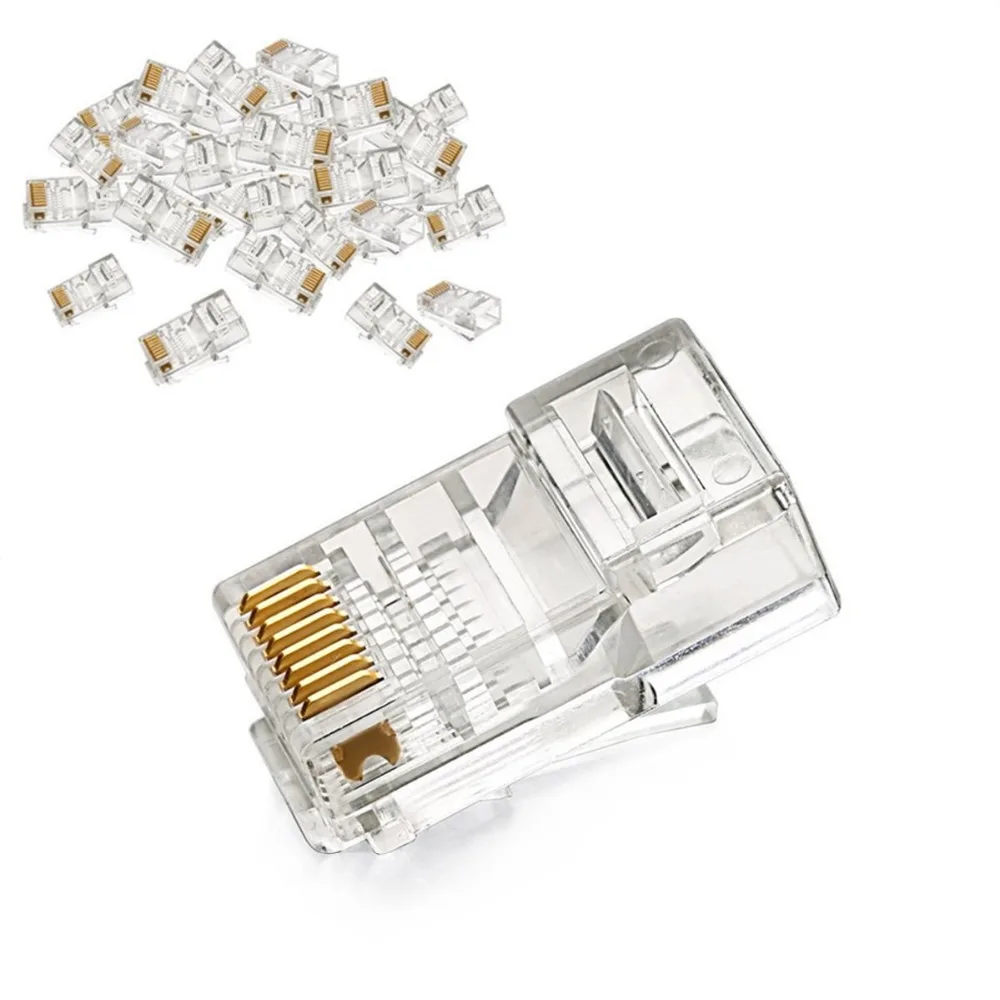 RJ45 сетевой разъем позолоченный Cat5 Cat5e 8P8C модульный обжимной кабель Ethernet