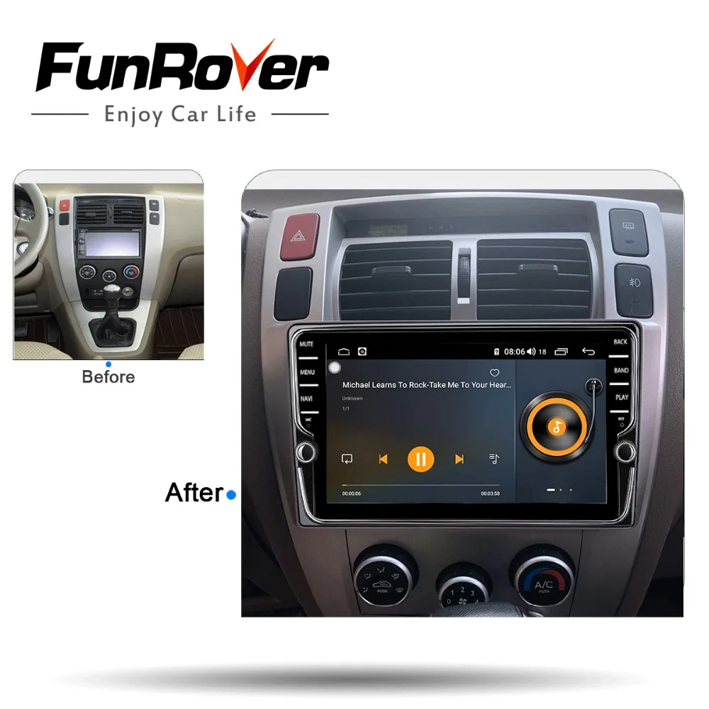 Funrover 8 ядер Android 8.1 2 din автомагнитола автомагнитолы головного устройства для Hyundai Tucson левой руки вождения 2006-2013 dvd плеер gps навигатор 4G RAM+64G ROM автомагнитола