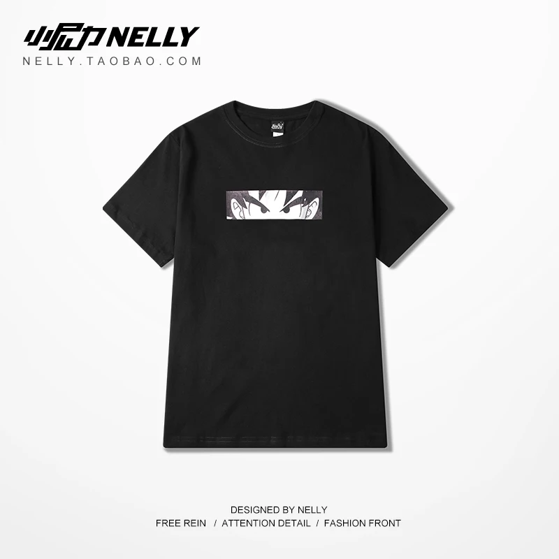 NELLY 2019 Лето Гоку принт Dragon Ball с коротким рукавом футболка хип хоп простая Mois
