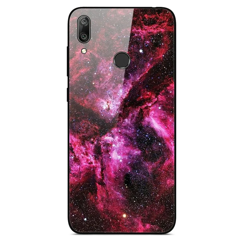Y7 чехол для huawei Y7, чехол из закаленного стекла с изображением планеты, Космический Чехол, стеклянный чехол на заднюю панель для huawei Y7 Prime Y 7, чехол - Цвет: 04