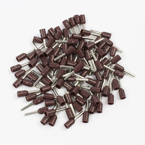 Brown DIANQI E1008 трубки Изоляционные изолированные клеммы 100 шт./упак. 1MM2 кабель провода разъем изоляционные обжимной терминал разъем для электронных сигарет - Цвет: Brown