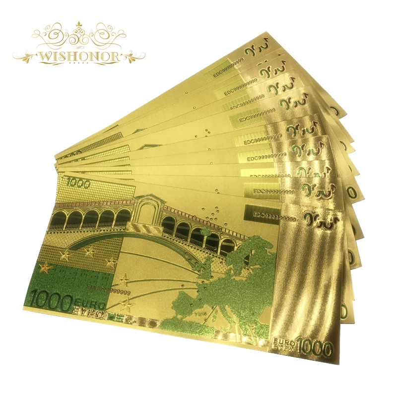 10 шт./партия позолоченные банкноты 1000 евро|banknotes collection|banknote goldbanknote euro |