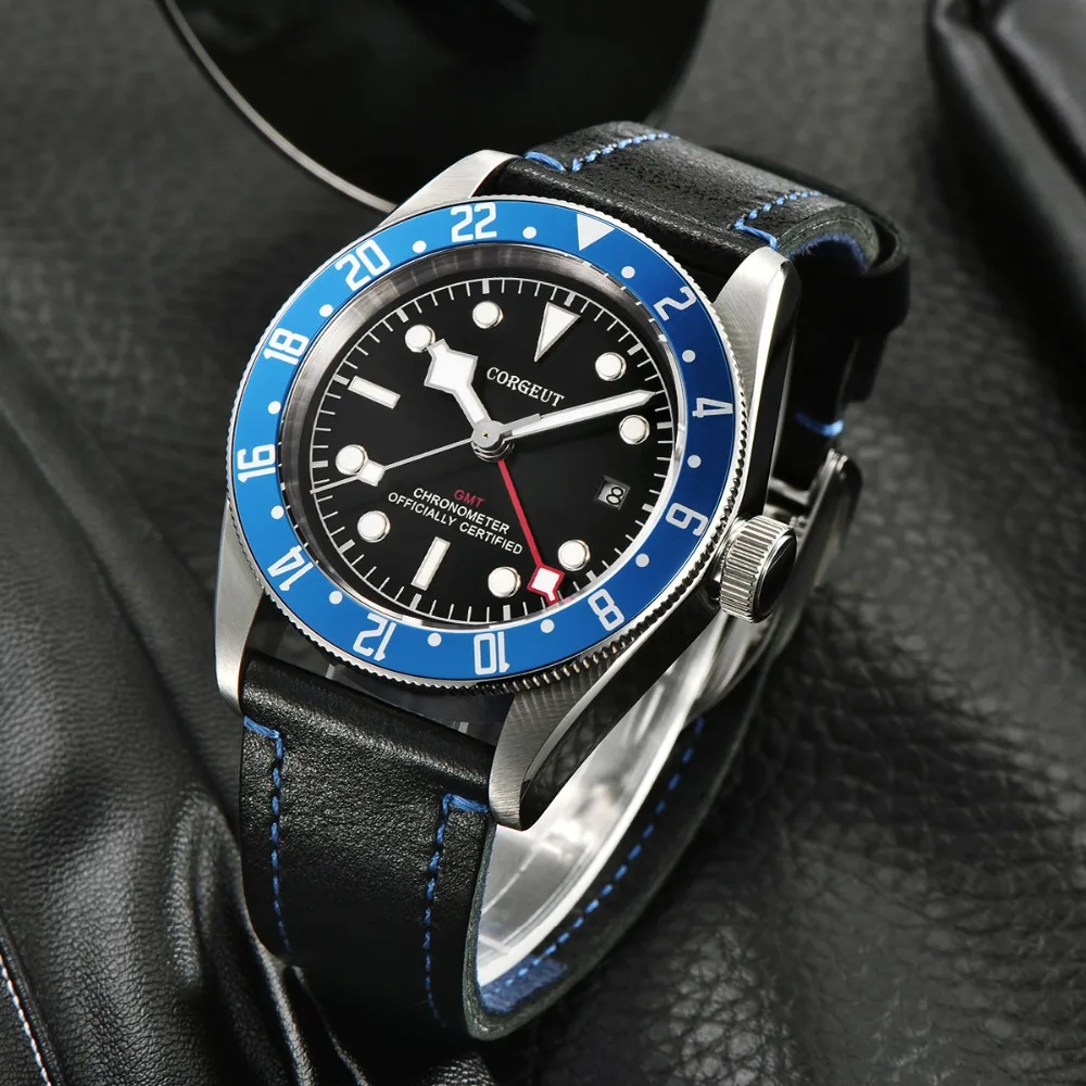 Мужские автоматические механические часы с кожаным ремешком в стиле милитари |