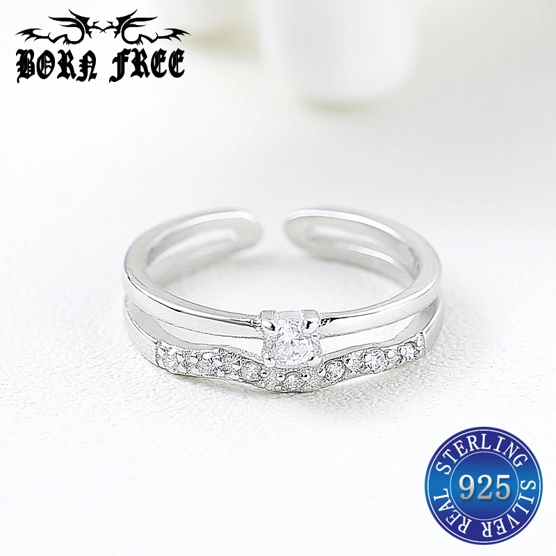 silver 925 rings for women finger zircon ring open set anillos mujer bague fine jewelry joyas de plata ringen luxury | Украшения и