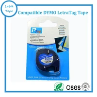 compatible black on white lt 91201 label tapes for dymo label maker letratag
