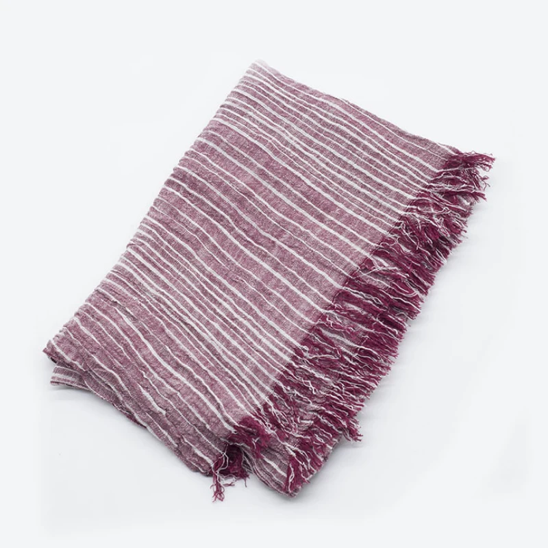 Весенний женский и мужской шарф хлопковые льняные винтажные полосатые шарфы 180*80