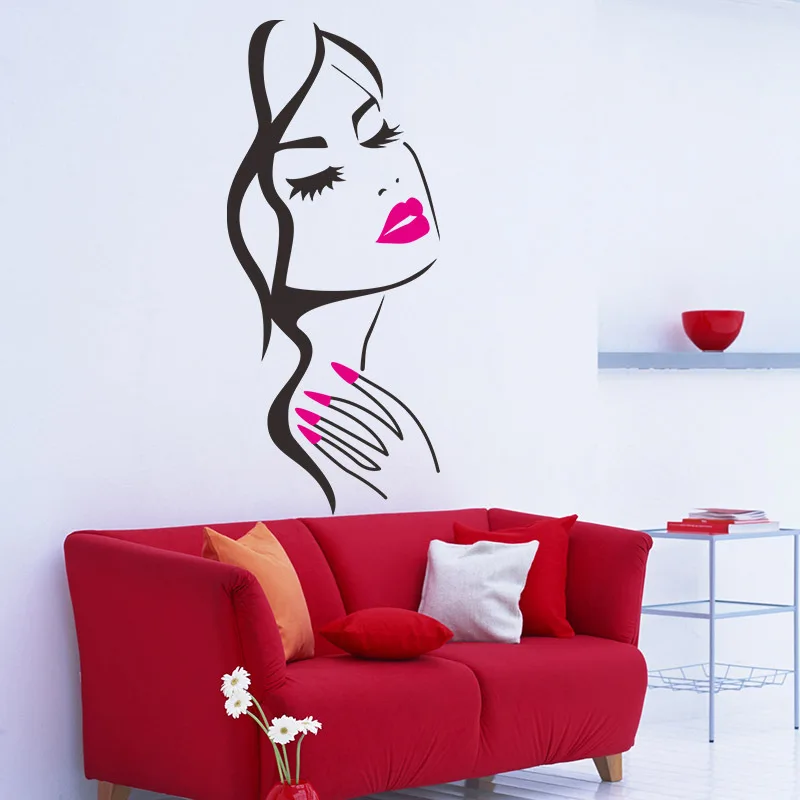 Красные ногти наклейки на стену для спальни девушки DIY домашний декор сексуальная женщина Маникюр салонная Наклейка на стену виниловые наклейки на стену