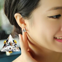 1 pair 16g barbell screw back earrings beautiful triangle shaped crystal ear studs helix tragus cartilage earrings stud earrings