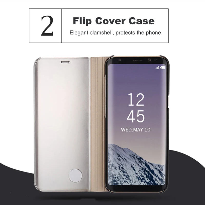 Умный прозрачный чехол книжка с подставкой и зеркальным покрытием для Xiaomi Redmi 4X 5