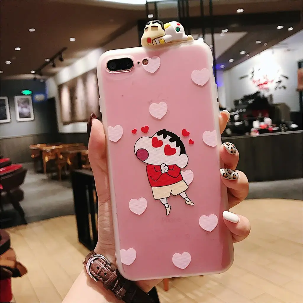 Для iPhone XS Max милый 3D Crayon Shin Chan чехол для X XR 6 7 8plus мультяшный Телефон задняя крышка +