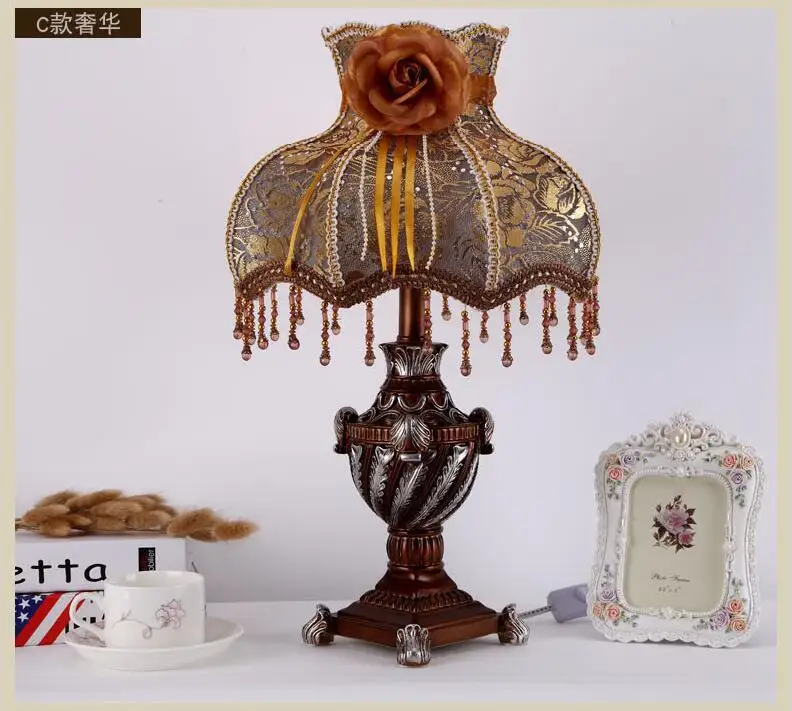YOOK принцессы styjle настольная лампа из синтетической смолы для Tassel Pendant абажур настольной лампы для Гостиная Спальня 220v 110v E27