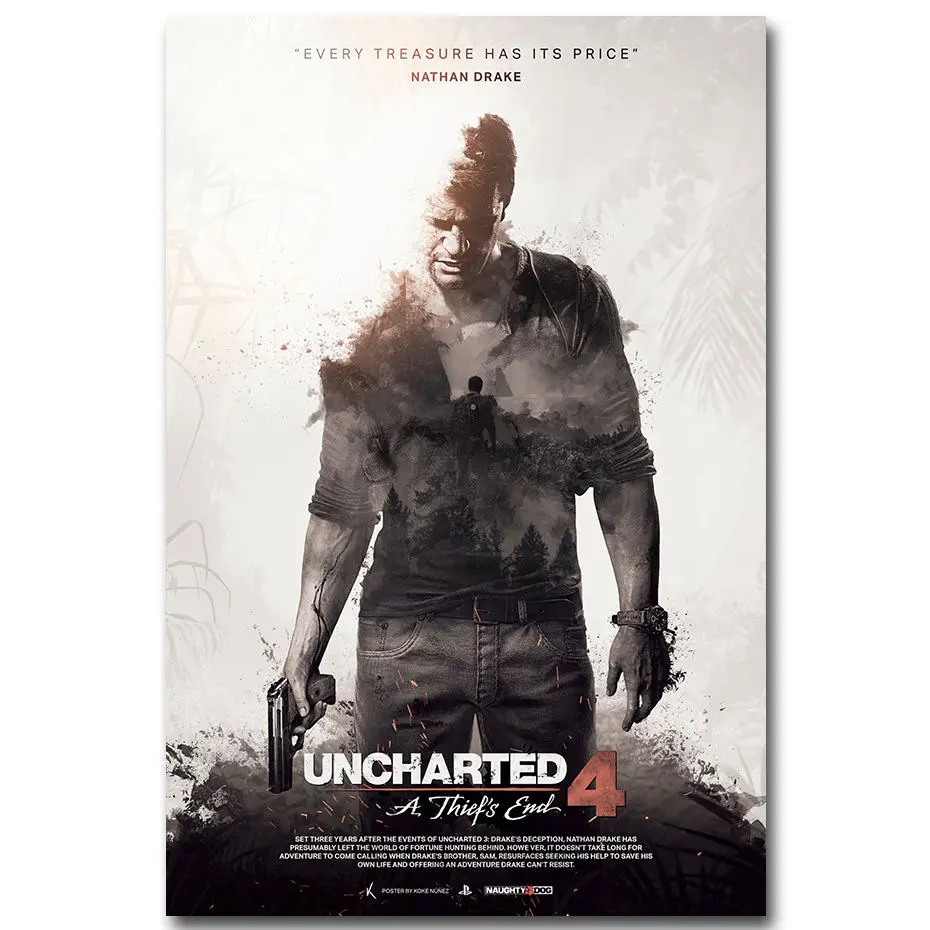 Q1799 плакаты и принты Uncharted 4 A Thiefs End New Game 12x18 24x36 художественный постер картина