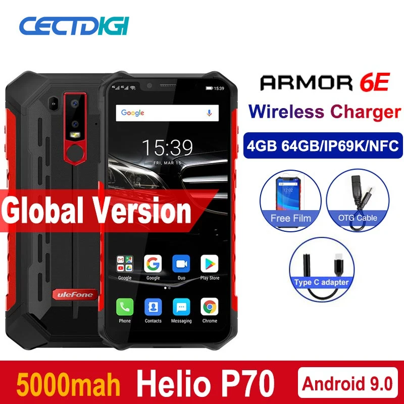 Смартфон Ulefone Armor 6E защищенный IP68 Android 9 0 6 2 дюйма Helio P70 4 + 64 ГБ Face ID NFC|Смартфоны| |