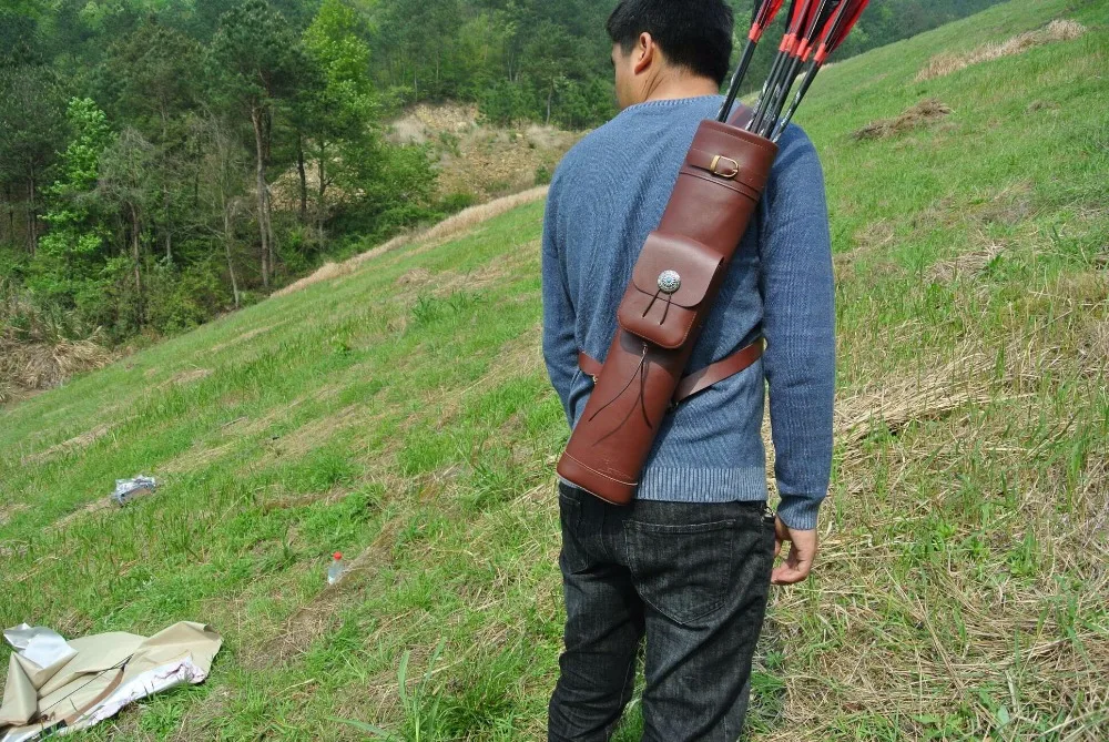 

Arrow Bag 53X12 cm Cow Leather Arrow Quiver in Brown for Archery Hunting Shooting