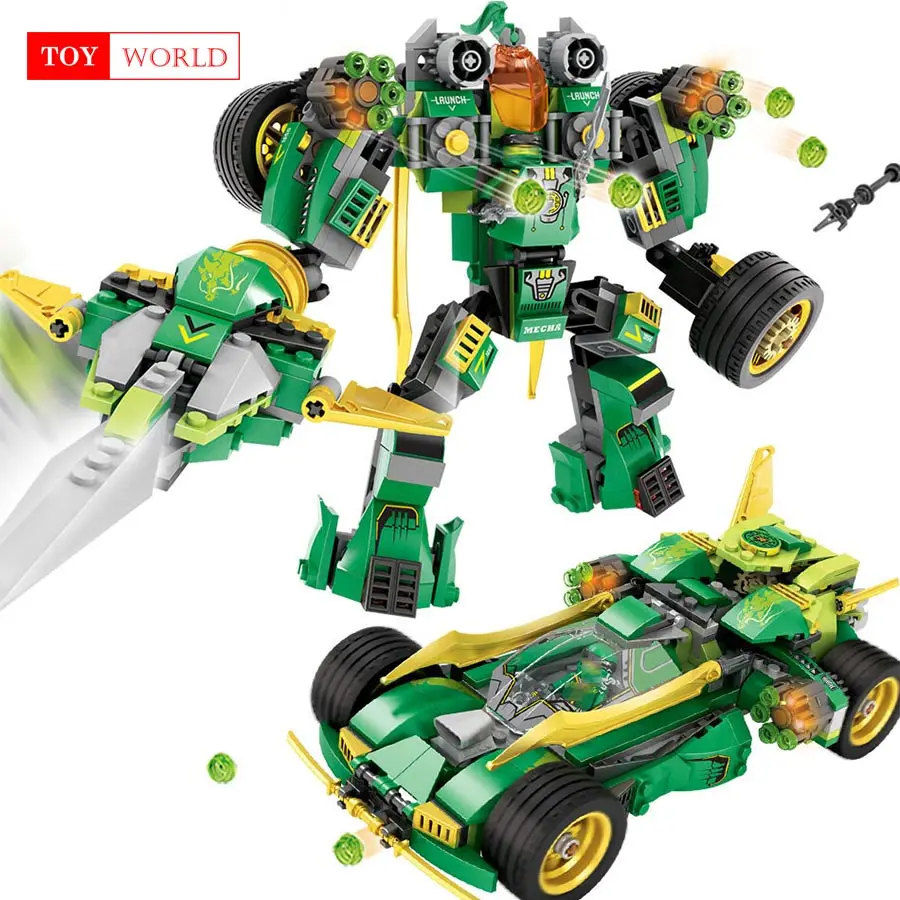 Ninjago панцири цифры кирпичи 509 шт. 2in1 трансформируется Мех автомобиля строительные