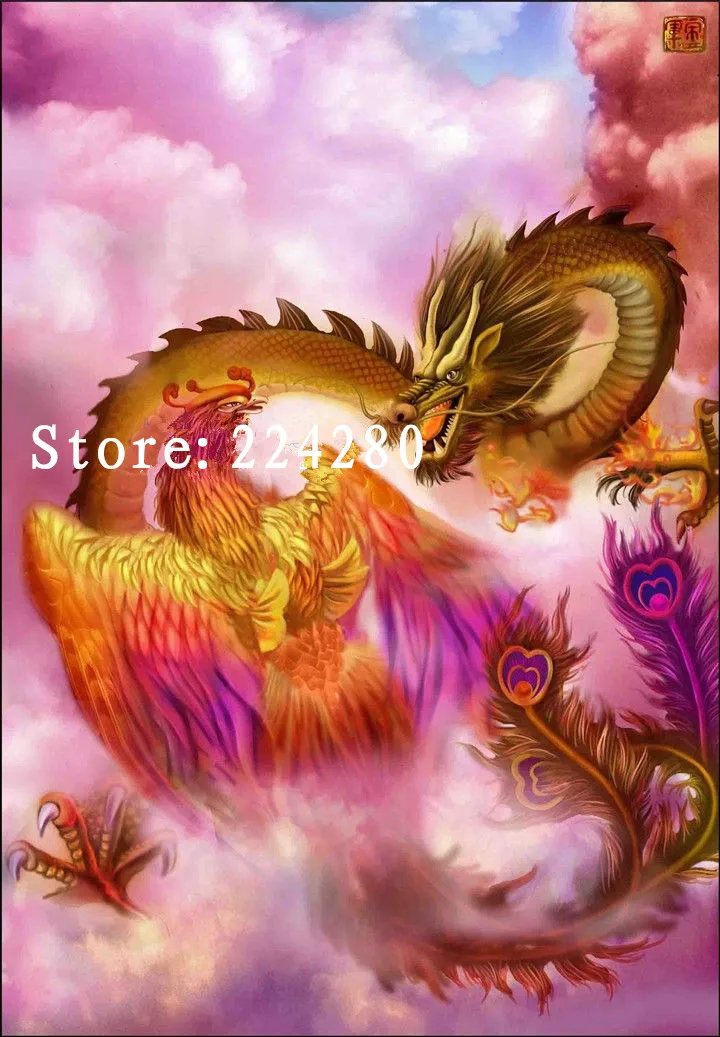 Набор для рукоделия вышивки животных драконов и Феникса 14 карат без печати