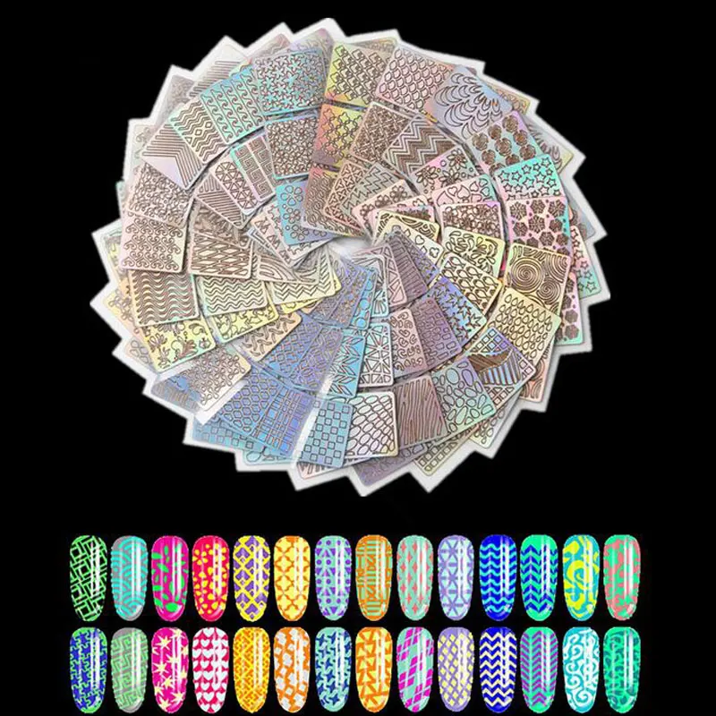 24 шт. лазерные полые трафареты для ногтей | Красота и здоровье