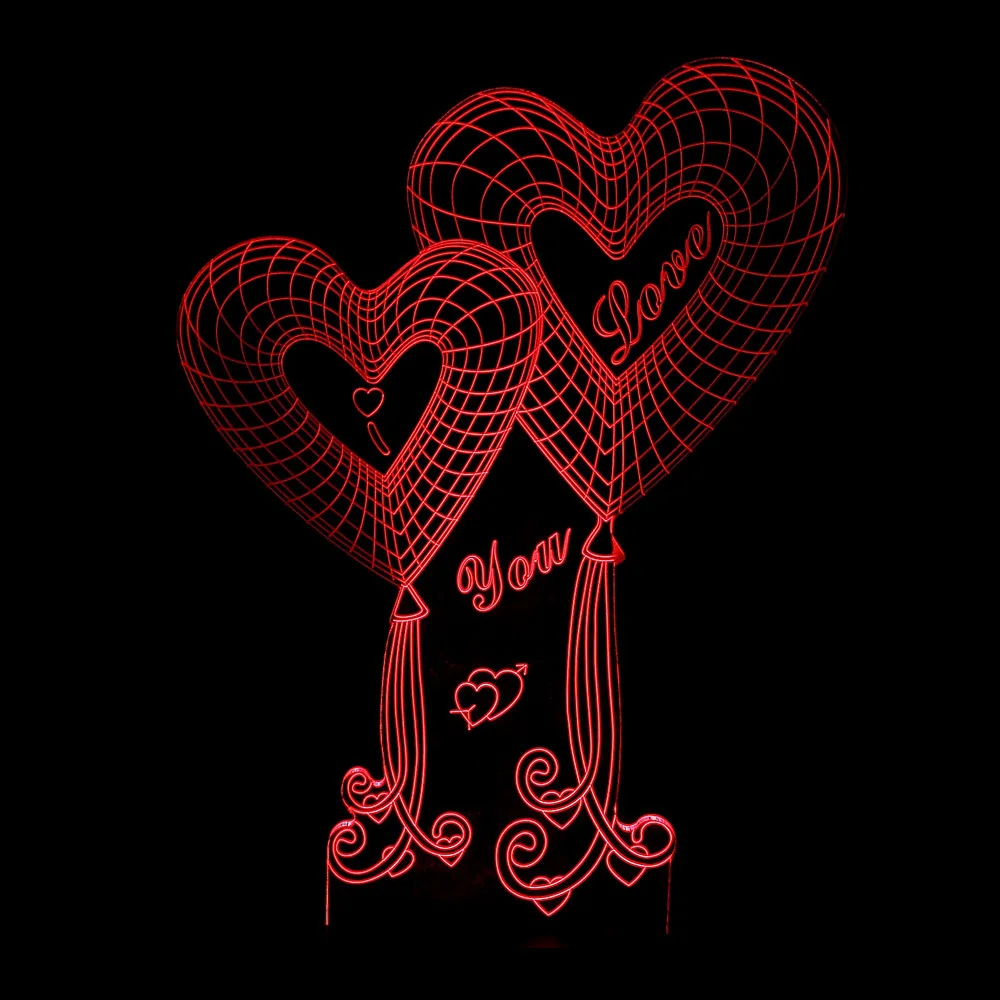 Я люблю тебя 3D Сладкий Любовник Сердце ночные светильники Led USB лампа