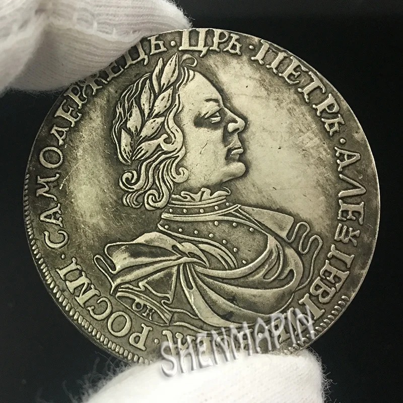 Russian Tsar Peter the Great Commemorative Coin I Antique Silver Coins Collectibles Liberty Double Eagle Challenge | Дом и сад