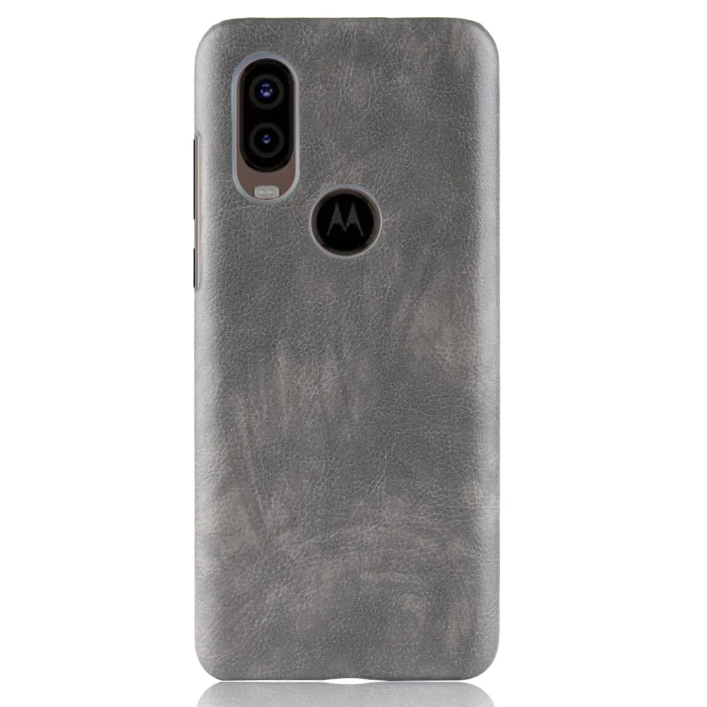Чехол для Motorola One Vision ретро чехол из искусственной кожи с узором Личи Жесткий