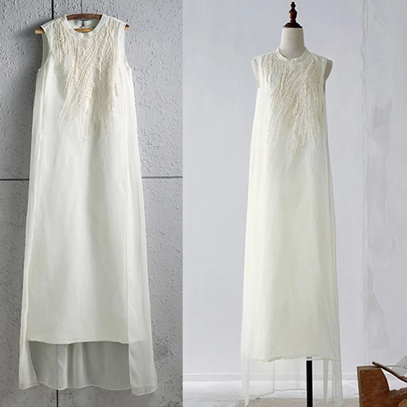 Женское платье летнее без рукавов с принтом длинное хлопковое большого размера